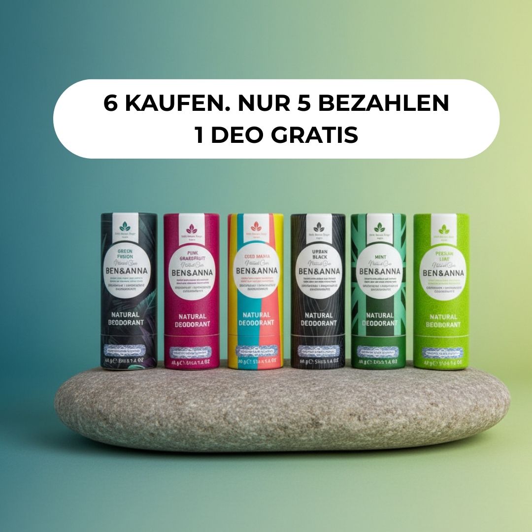 Papertube Deo von BEN&ANNA, 6er Set in verschiedenen Sorten, natürliche Deodorant-Roller in umweltfreundlicher Papierverpackung