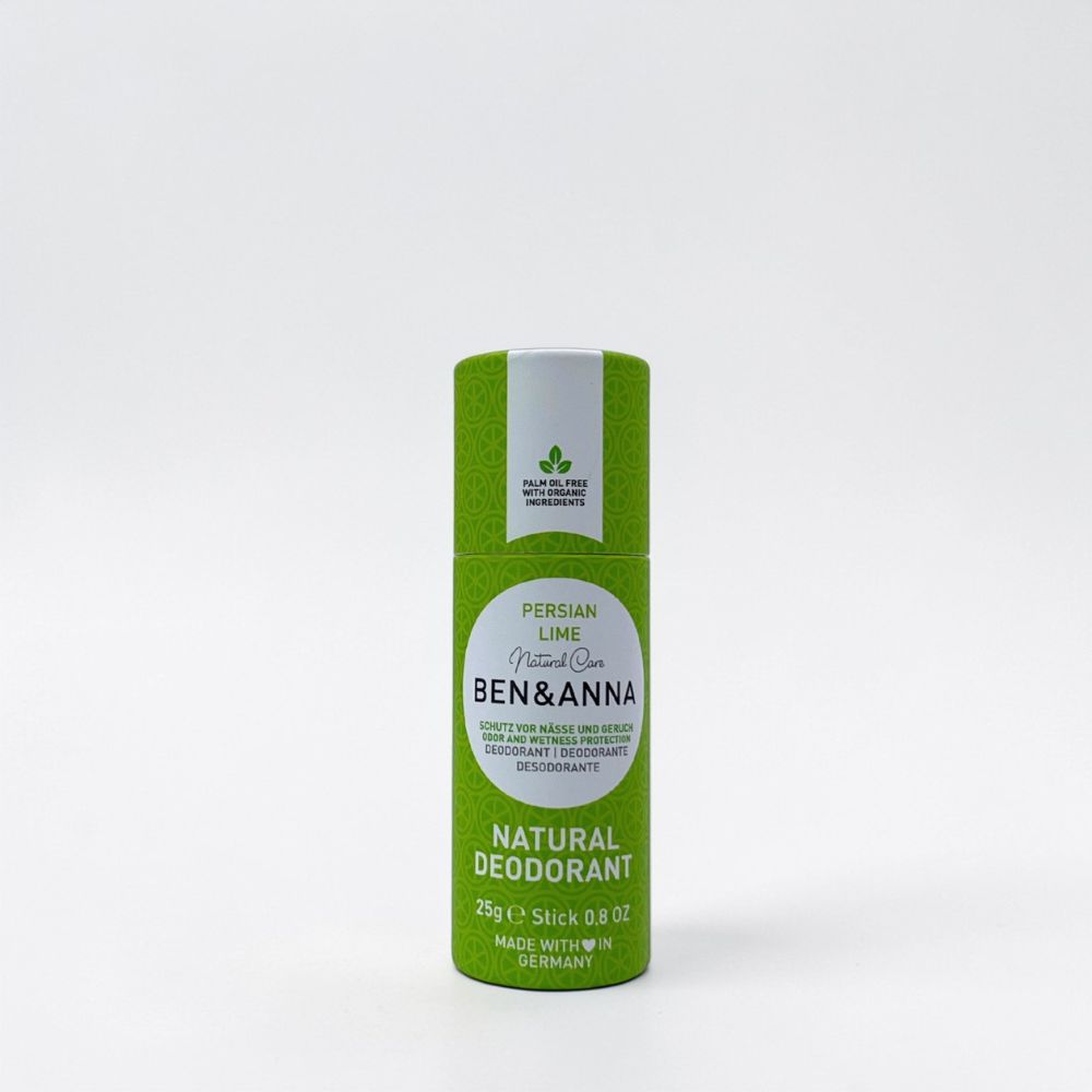 Papertube von BEN&ANNA, Persischer Limette, 25g, frischer Limetten-Teig in Papierhülle, natürliche Produktpräsentation