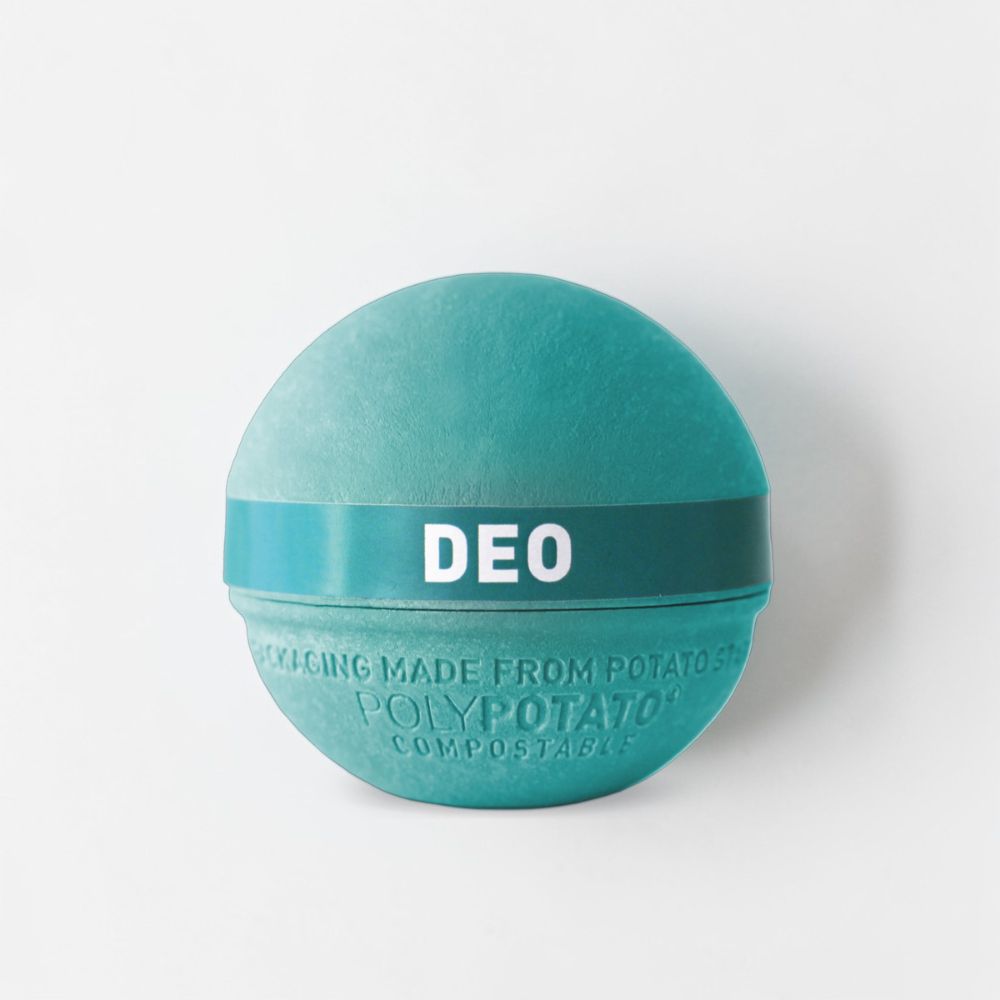 PolyPotato Deocreme Green Balance von BEN&ANNA in einer offenen Dose mit grüner Creme, natürliche Inhaltsstoffe, umweltfreundlich.