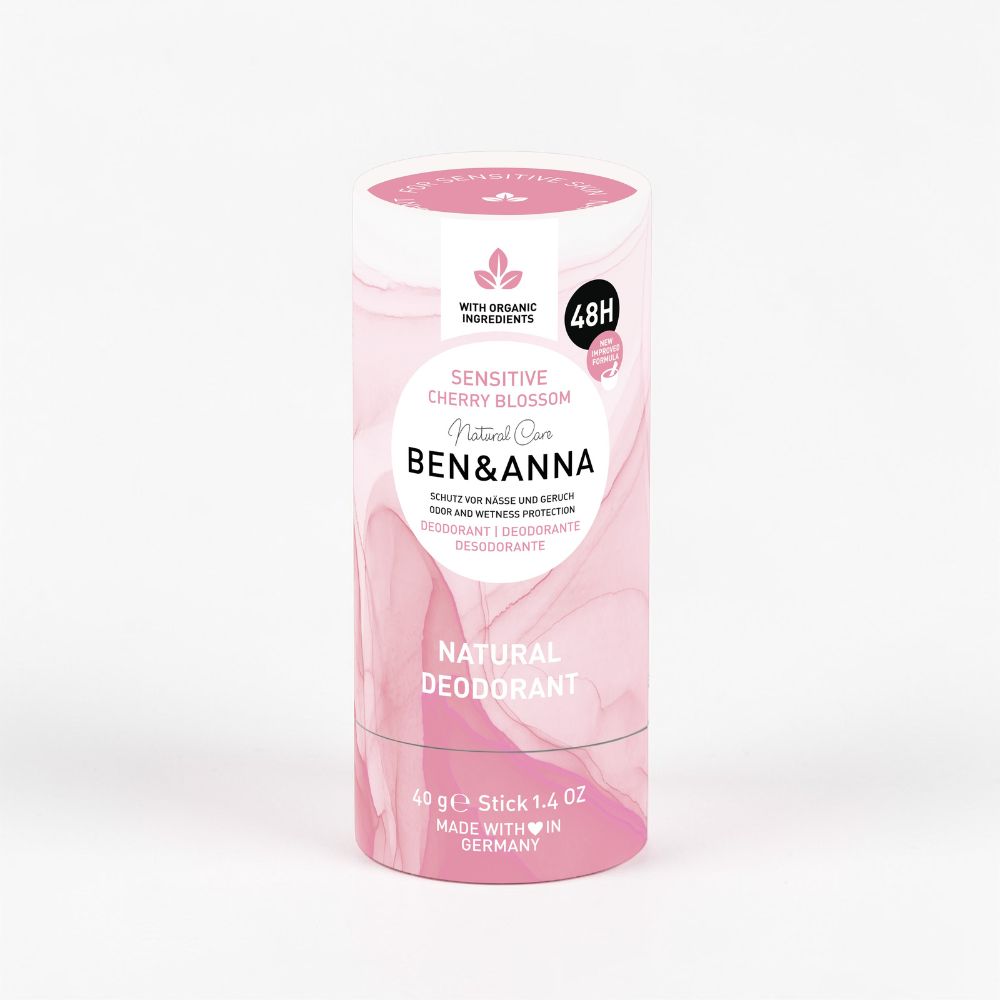 Ben&Anna Sensitive Deo in Papier-Rolle mit japanischer Kirschblüte, 40g, natürliche Deodorant-Alternative für empfindliche Haut