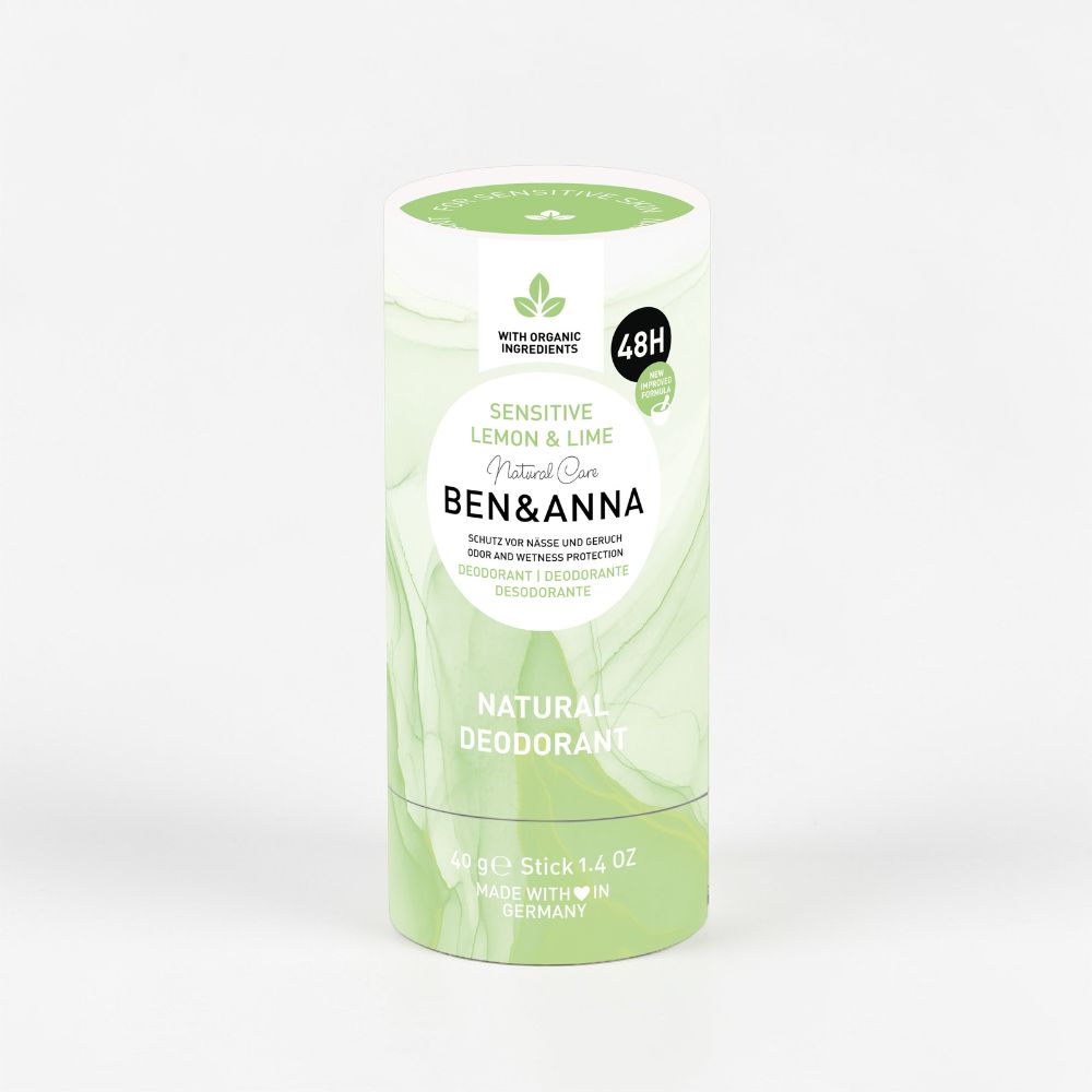 Deo Papertube Sensitive mit Zitronen- und Limettenduft von BEN&ANNA, 40g, nachhaltiges Deodorant in Papierverpackung