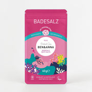 Badesalz Rose von BEN&ANNA, Probiergröße 60g, mit rosa Blüten und entspannendem Duft für ein wohltuendes Badeerlebnis