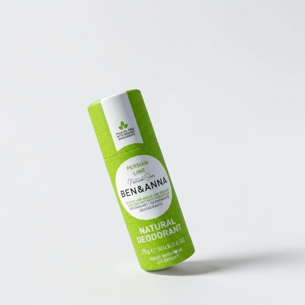 Bunte Papertube mit persischer Limette von BEN&ANNA, 25g, lebendige Verpackung und frischer Limetten-Design.