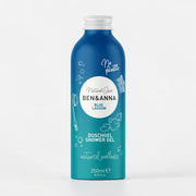 Ben&Anna Duschgel Blue Lagoon, flüssiges Duschgel mit frischem, blumigem Duft, sichtbar in einer transparenten Flasche.