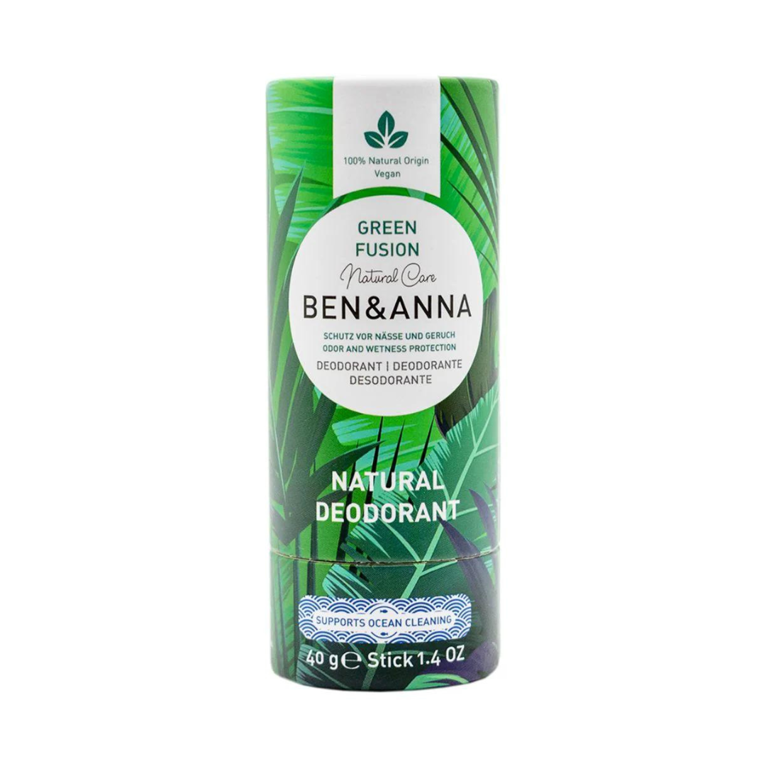 Papertube Deo Green Fusion von BEN&ANNA, umweltfreundliche Deodorantverpackung aus Papier, mit grüner Fusions-Design.
