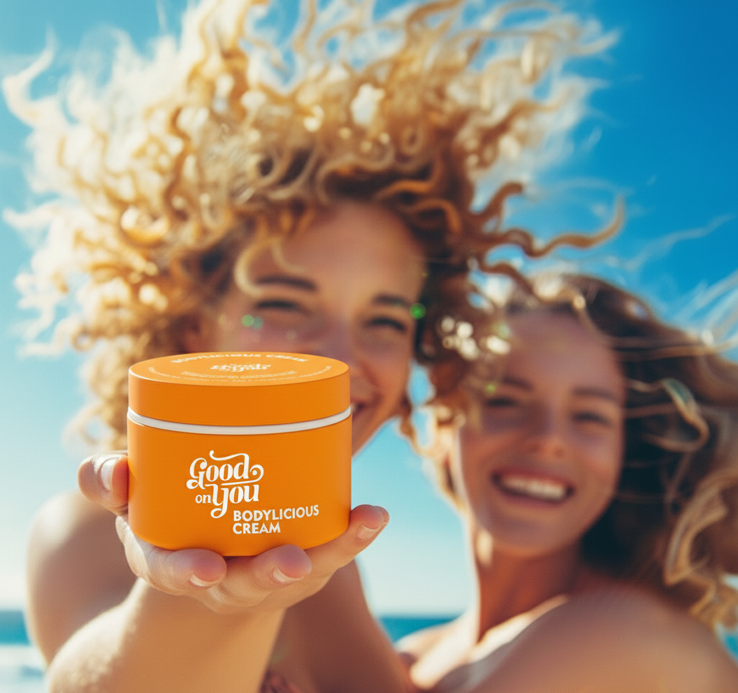 Ben&Anna Bodylicious Creme, zeigt eine offene Tube mit cremiger Textur für straffe, seidig weiche Haut, auf weißem Hintergrund