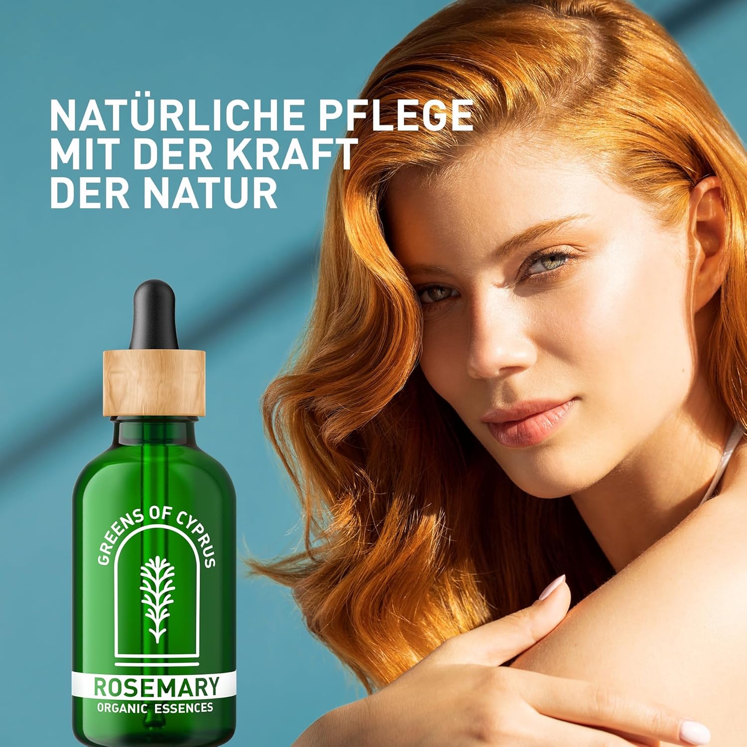 Bio Rosmarinöl von Greens of Cyprus in einer Flasche, natürliche Kräuteröl für Aromatherapie und Pflege.