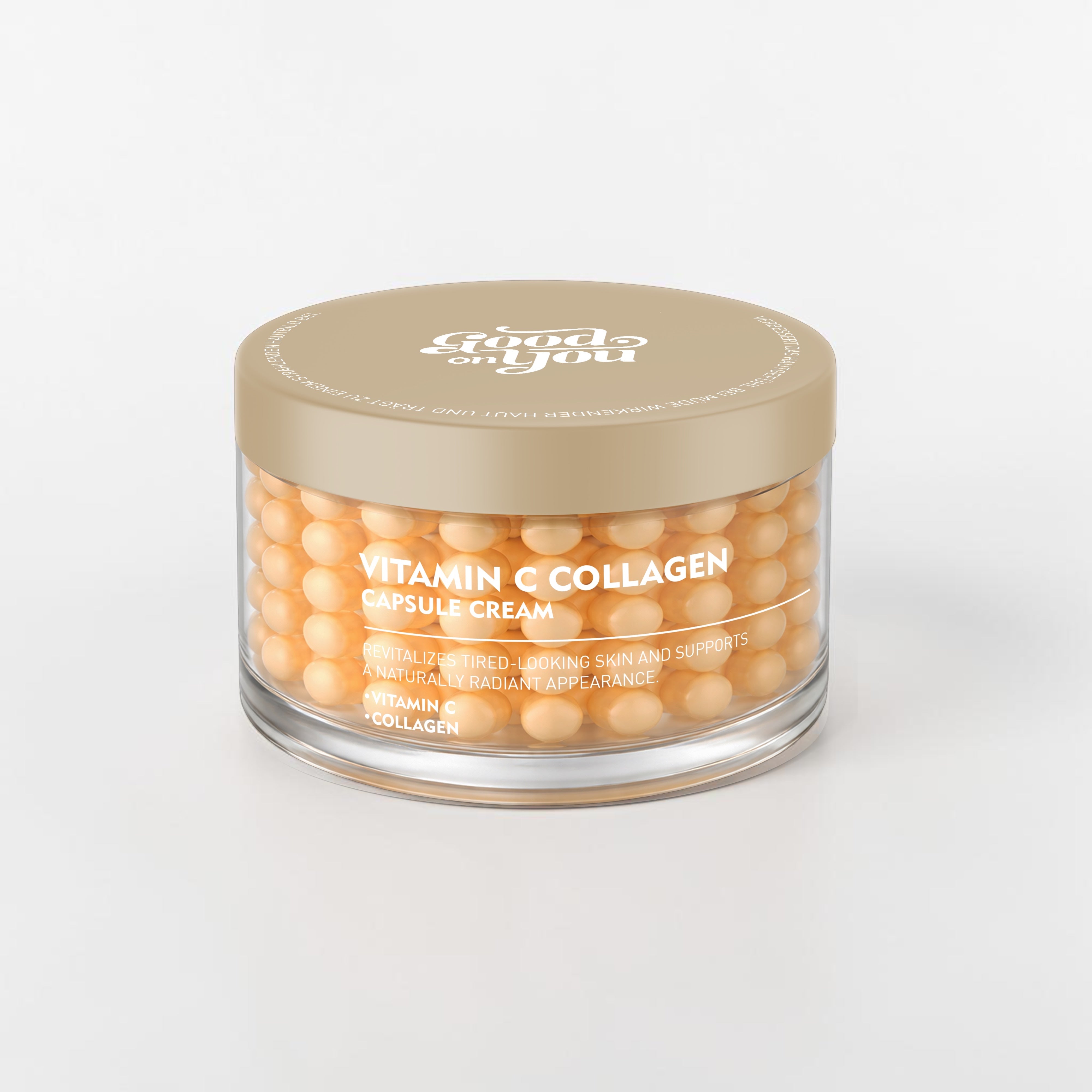 VITAMIN C Kollagen Kapselcreme von Good on you, cremige Textur mit Vitamin C und Kollagen für die Hautpflege.