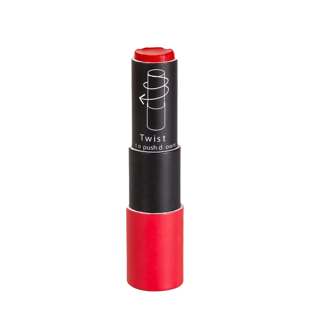 BeautyMadeEasy CLASSY RED 03 MATTE Lippenstift in rotem Papertube, mattes Finish, sichtbare Hülle und Produktdetails