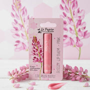Hübscher pinker Lip Balm mit Collagen in einer glänzenden Papertube, von BeautyMadeEasy.