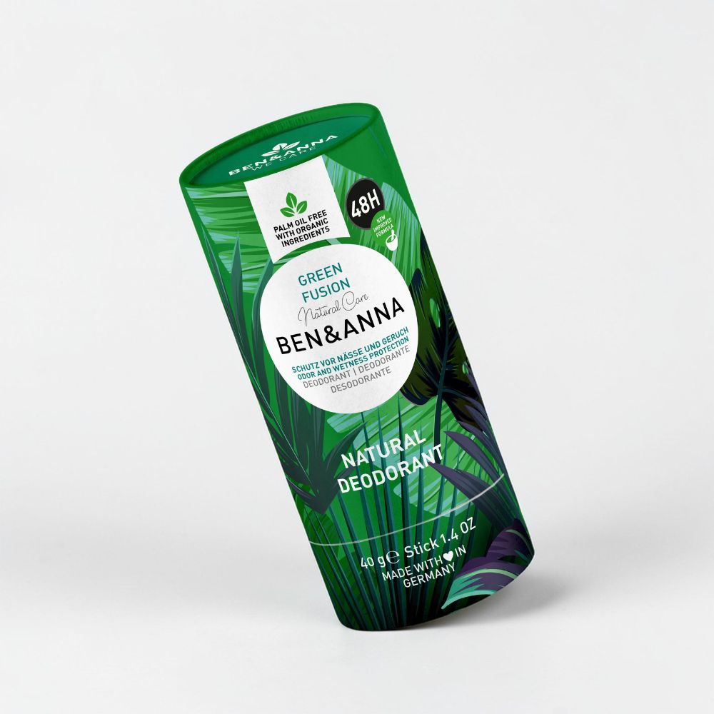 Ben&Anna Deo Papertube Green Fusion, umweltfreundliche nachhaltige Verpackung, natürliche Inhaltsstoffe, umweltbewusster Deo in Papierhülle