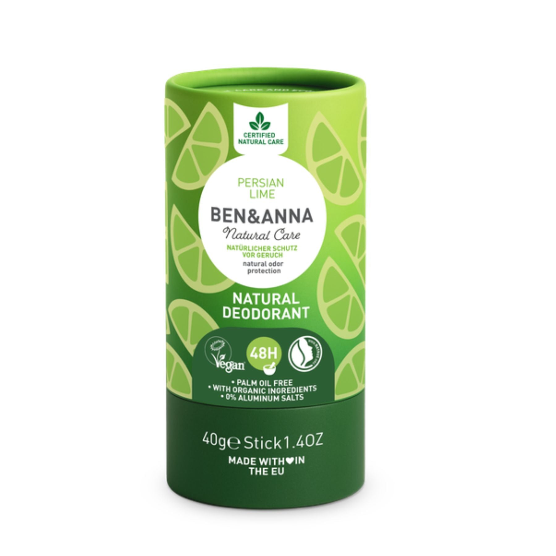 Ben&Anna Deo Papertube mit Persian Lime Duft, nachhaltiges Deo in umweltfreundlicher Papphülse, erfrischende Zitrusnote.