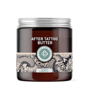 Vegane Tattoo-Pflege mit Panthenol und Vitaminen A, C, E von BEN&ANNA, zeigt die After Tattoo Butter in einer offenen Verpackung.