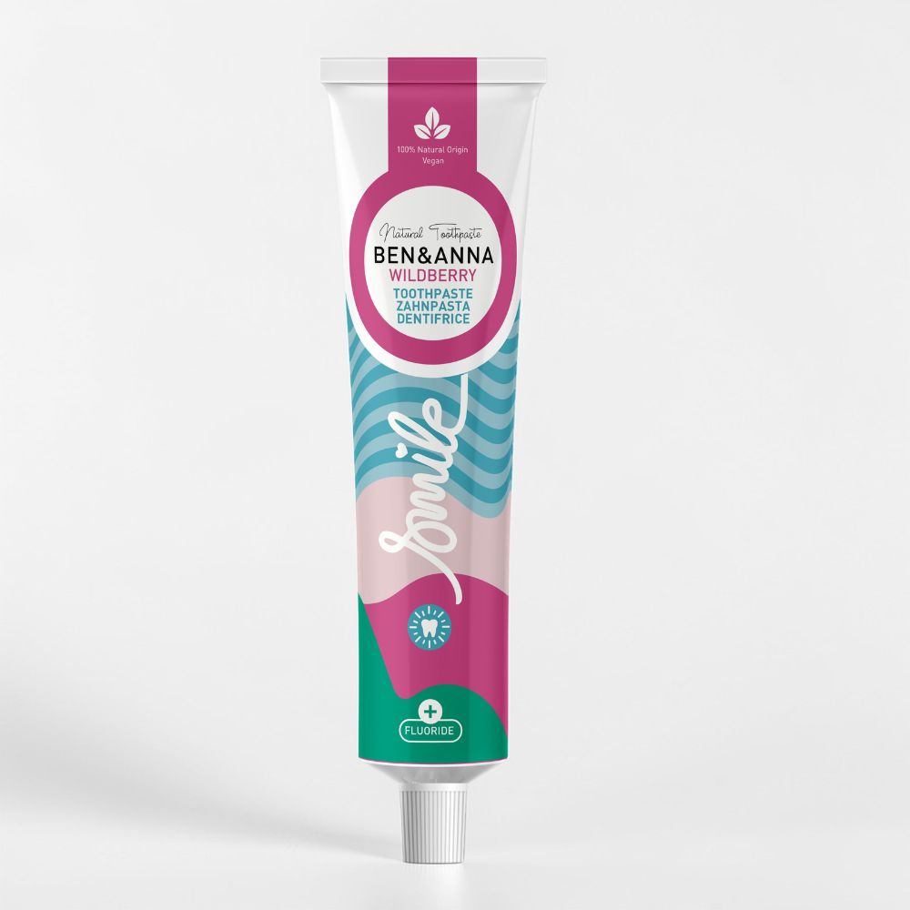 Ben&Anna Wild Berry Zahnpasta in Aluminiumschlauch mit Fluorid, natürliche Zahnreinigung und erfrischender Beeren-Geschmack