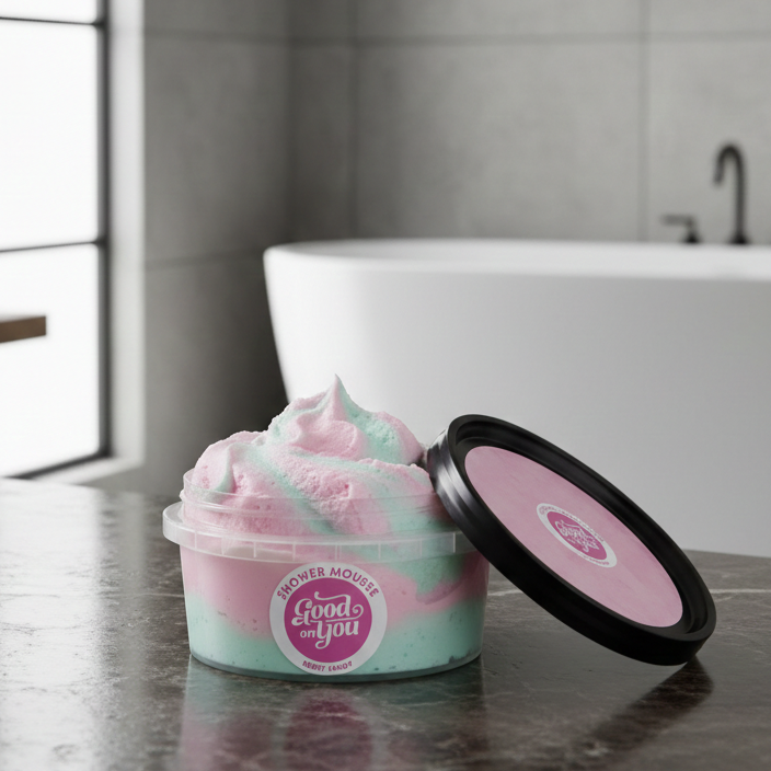 Good on You Shower Mousse am Rand einer Badewanne